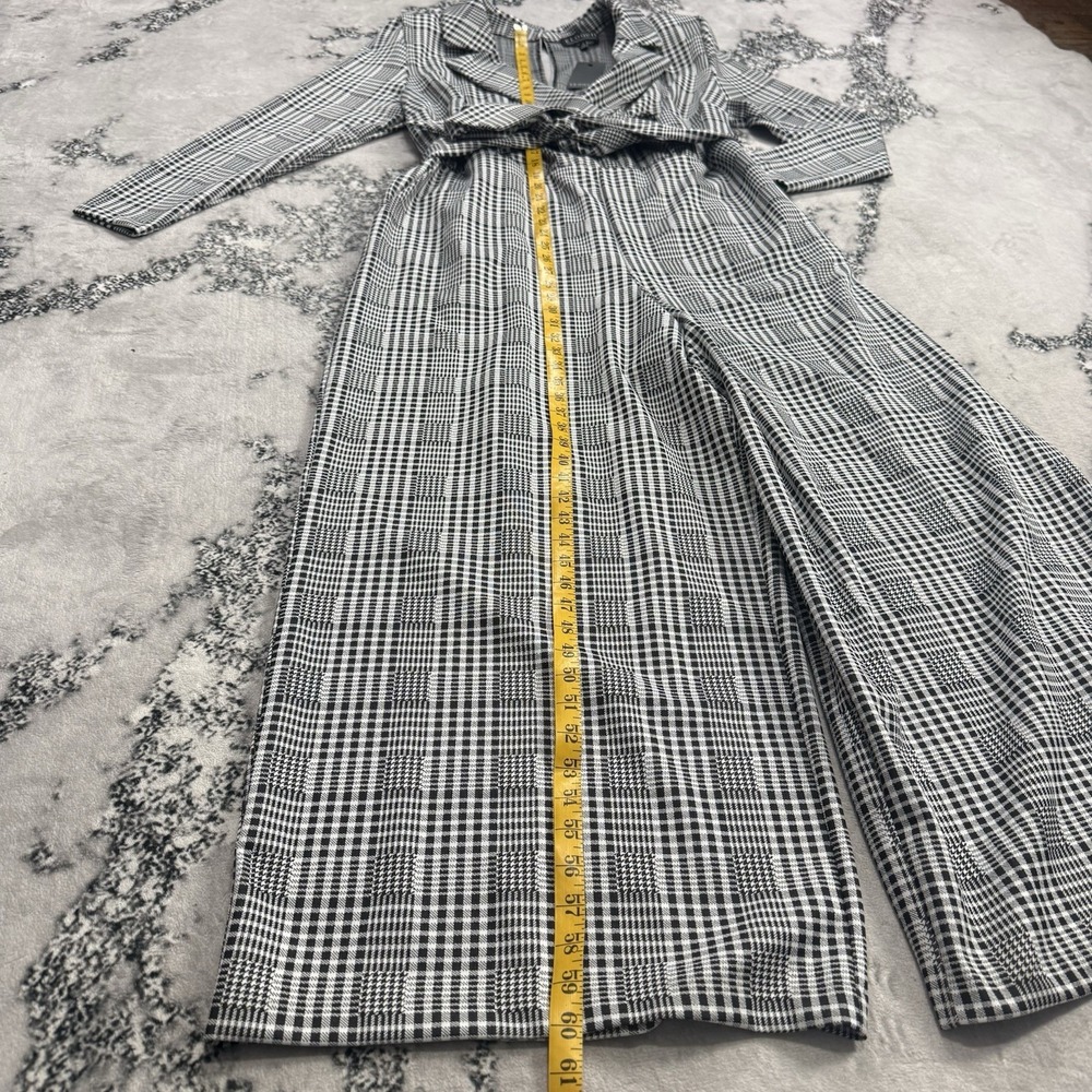 Eloquii Womens‎ Size 22 Plaid Belted Jumpsuit Wide Leg Black White Plus Career - Picture 3 of 16